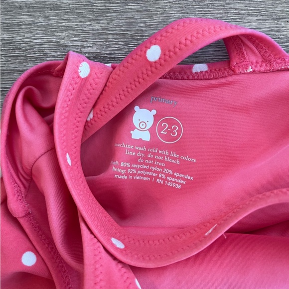 Primary one piece girls bathing suit coral polka dot size 2-3 - Picture 4 of 4